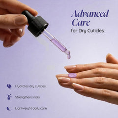 Cuccio oil texture close-up illustrating lightweight sheen and fast absorption benefit