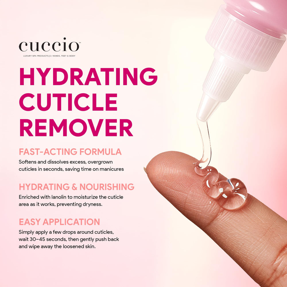 Cuccio bottle on salon station with tools showing professional-grade performance benefit