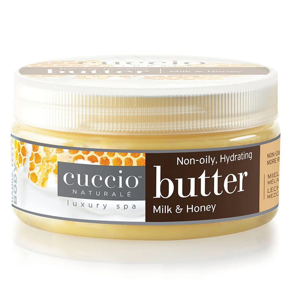 Cuccio front bottle showing Milk & Honey label and soothing hydration