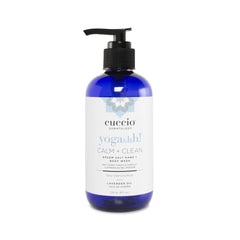 Cuccio front packaging showing calm and clean lavender body wash, clear brand presentation and benefit
