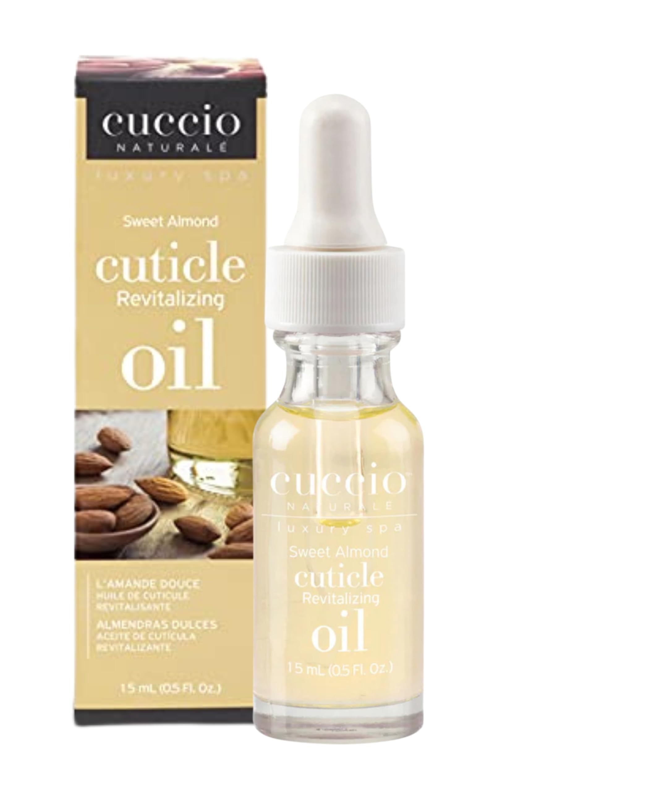 Cuccio front packaging showing bottle and label, highlights professional quality