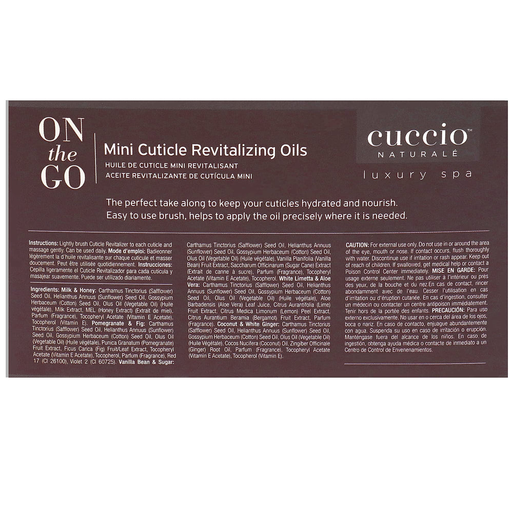 Cuccio oil applied to fingers in hand lifestyle scene for travel-friendly care