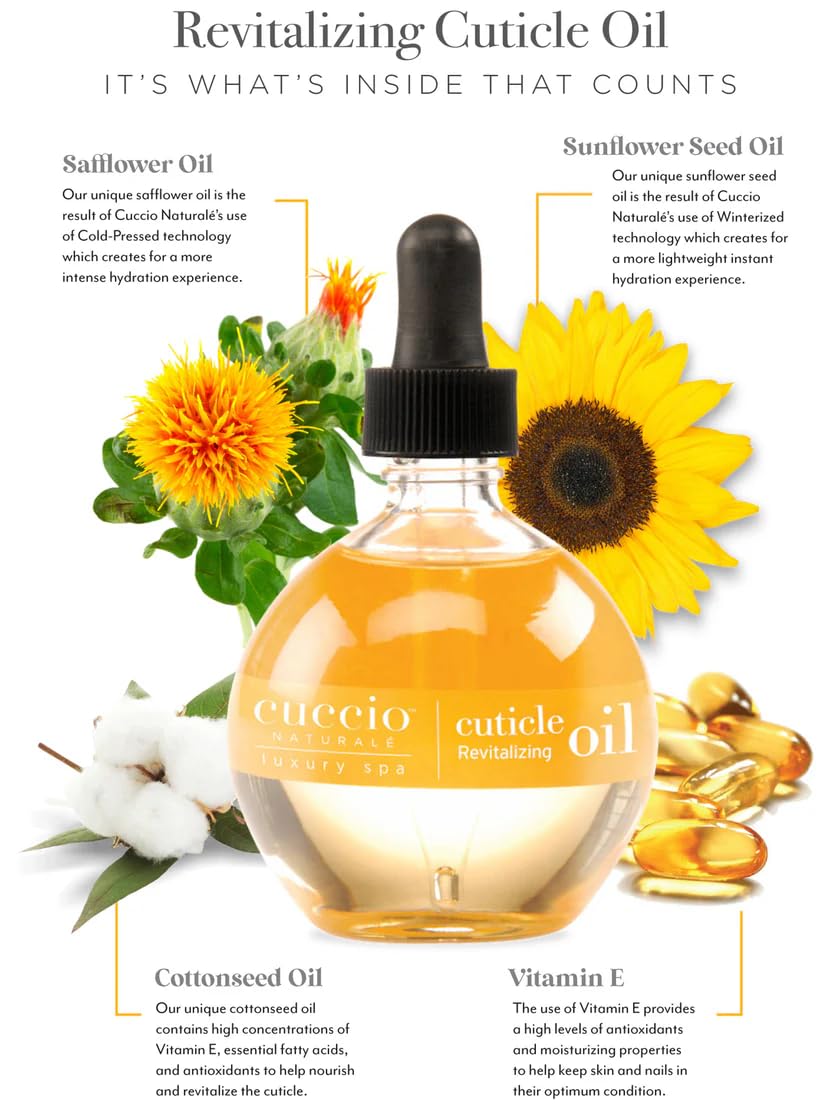 Cuccio open dropper releasing oil highlighting precise application benefit