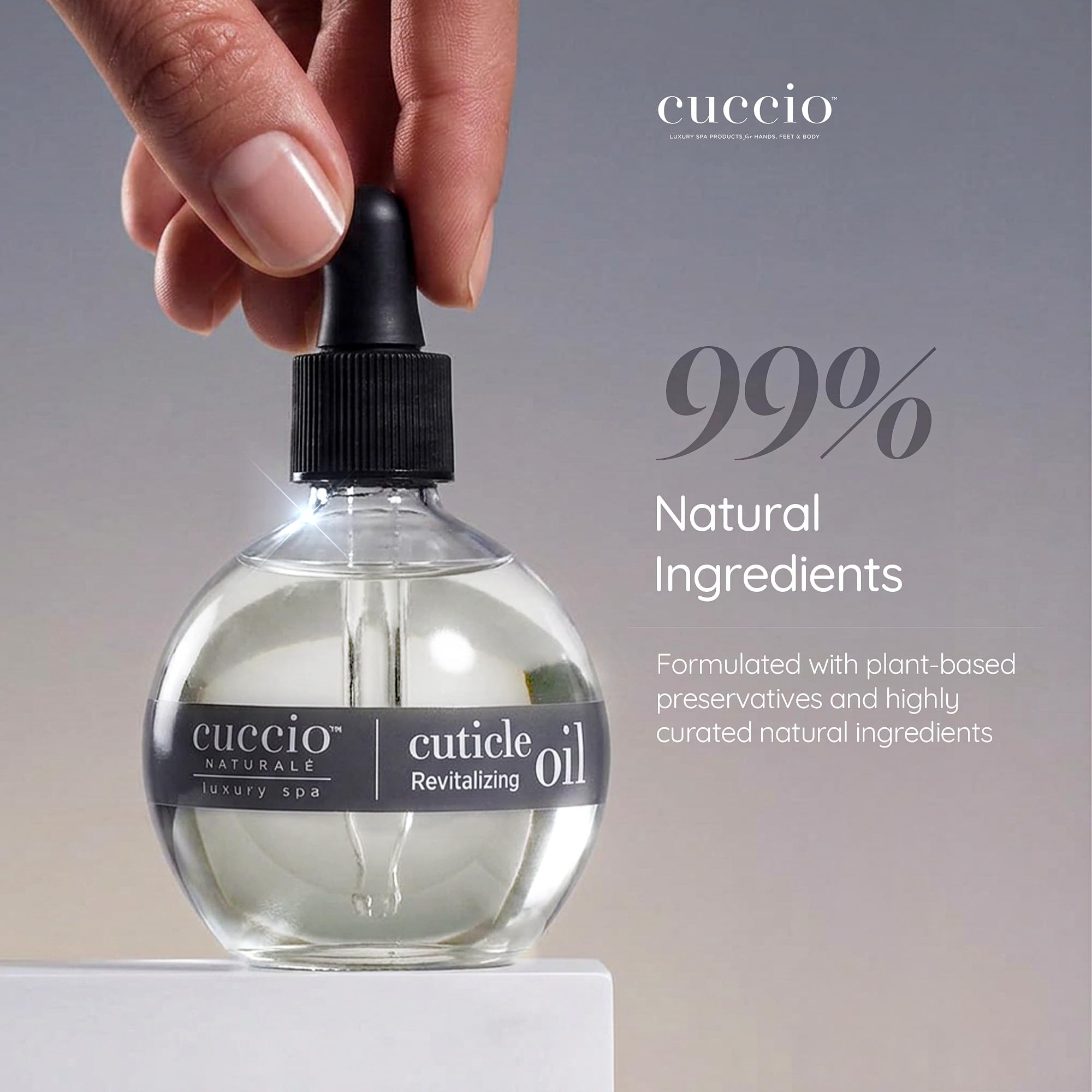Cuccio texture close-up of oil absorbency and non-greasy finish