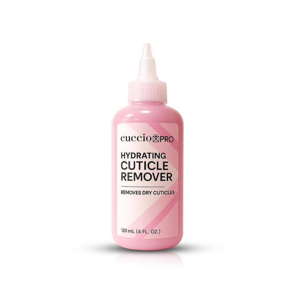 Cuccio bottle front view showing label and professional packaging benefit