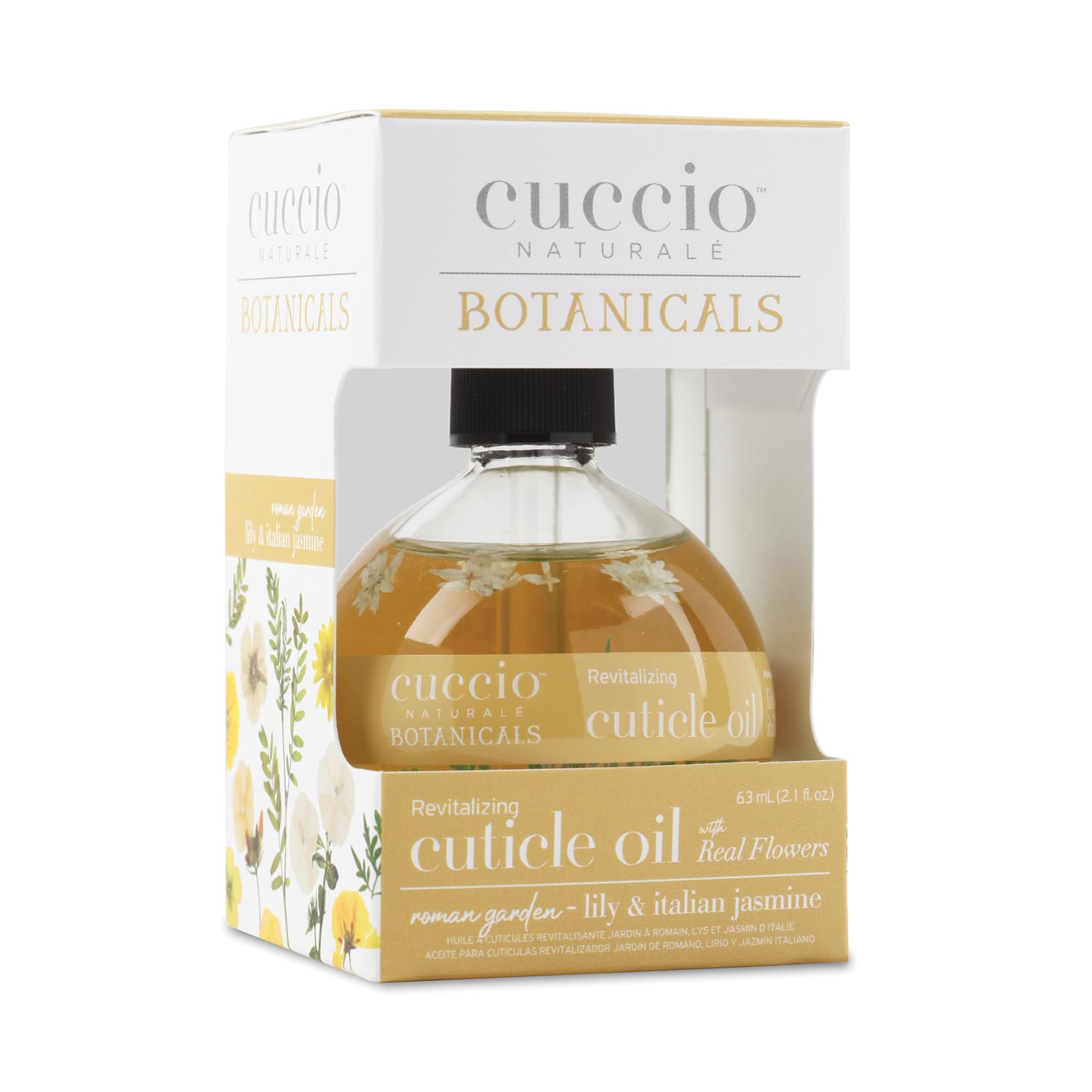 Cuccio hand applying oil to cuticle demonstrating quick absorption and hydrated nails