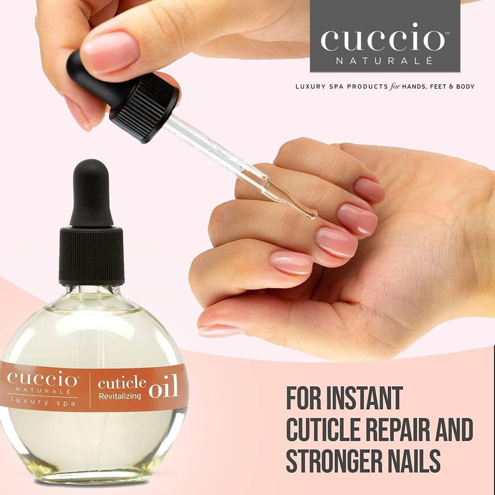 Cuccio oil drop on skin close-up demonstrating fast absorption benefit