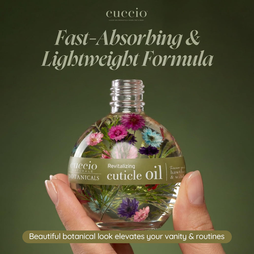 Cuccio oil drop texture demonstrating lightweight, non-greasy absorption