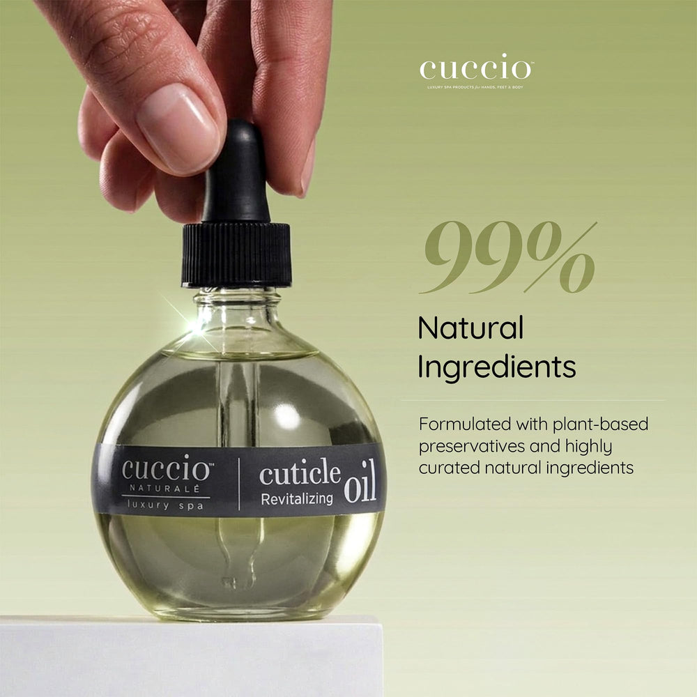 Cuccio close-up of oil texture highlighting lightweight cold-pressed oils benefit