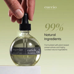 Cuccio close-up of oil texture highlighting lightweight cold-pressed oils benefit