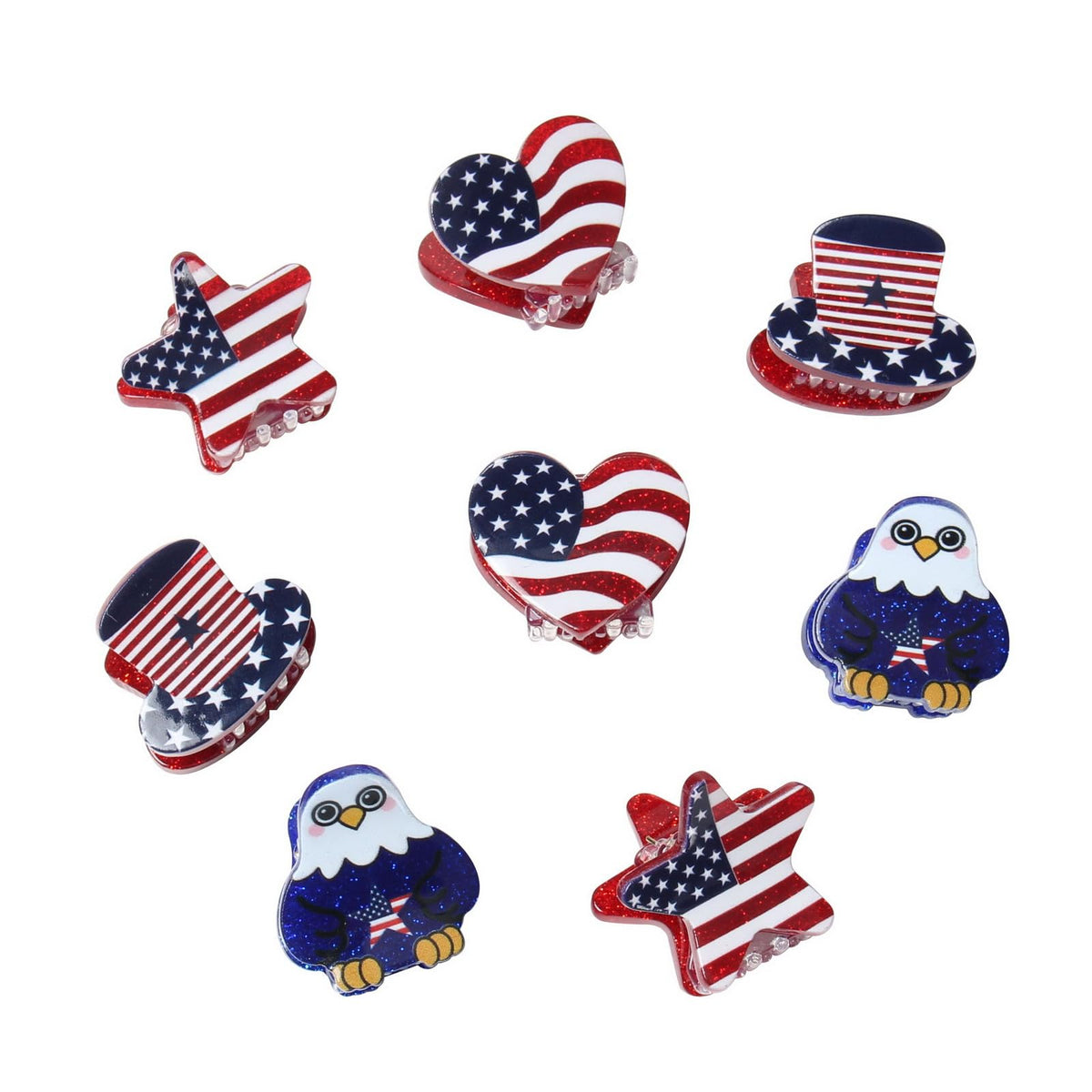 Cuizhiyu front packaging showing eight flag hair clips for quick festive styling
