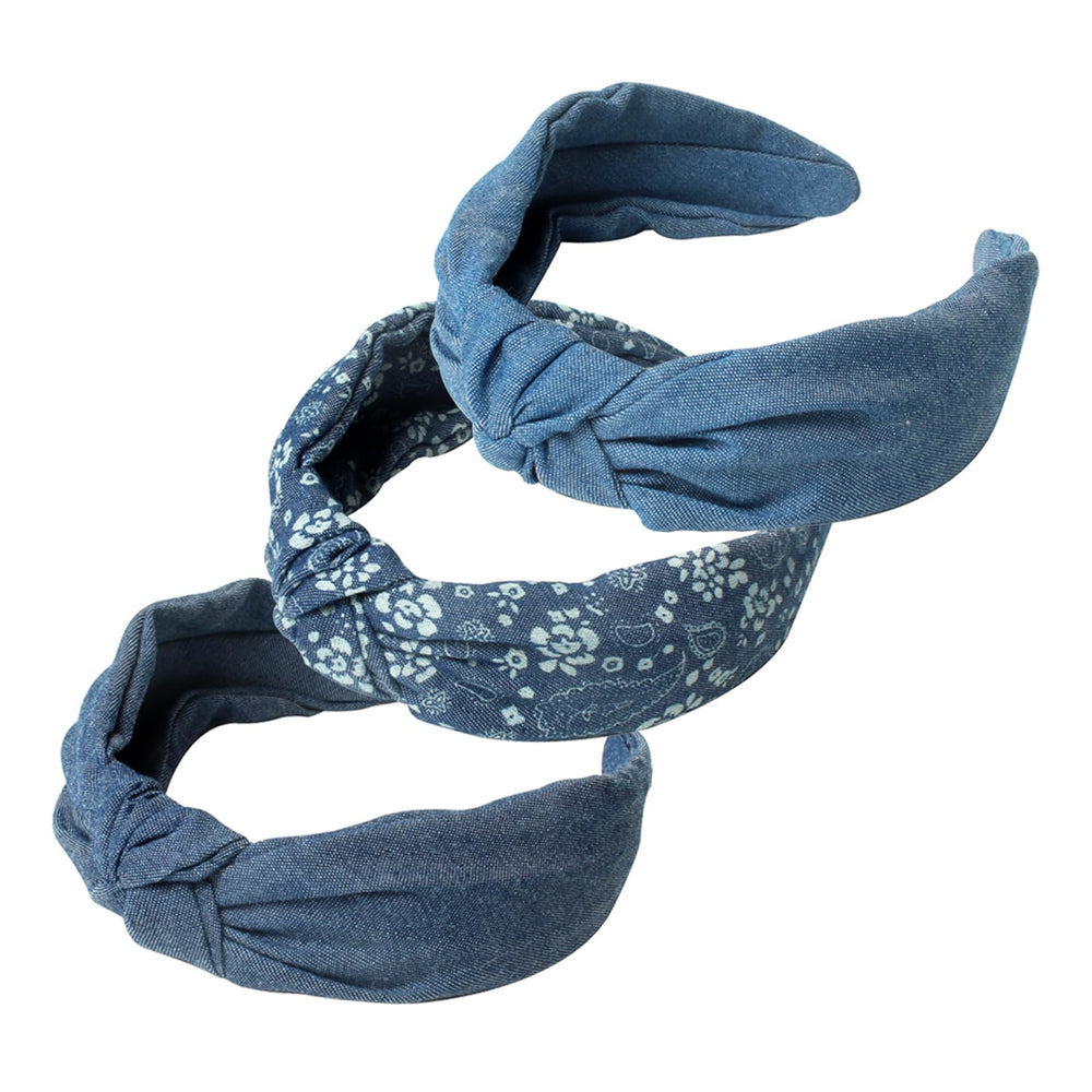 Cuizhiyu front-packaging showing three denim headbands for easy selection