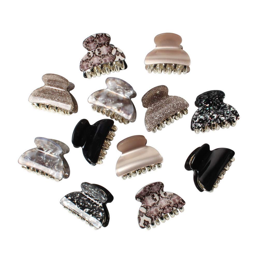 Cuizhiyu front pack of 12 floral clips showing variety and convenience