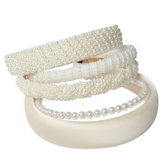 Cuizhiyu front view of five pearl headbands showing variety and elegant styling