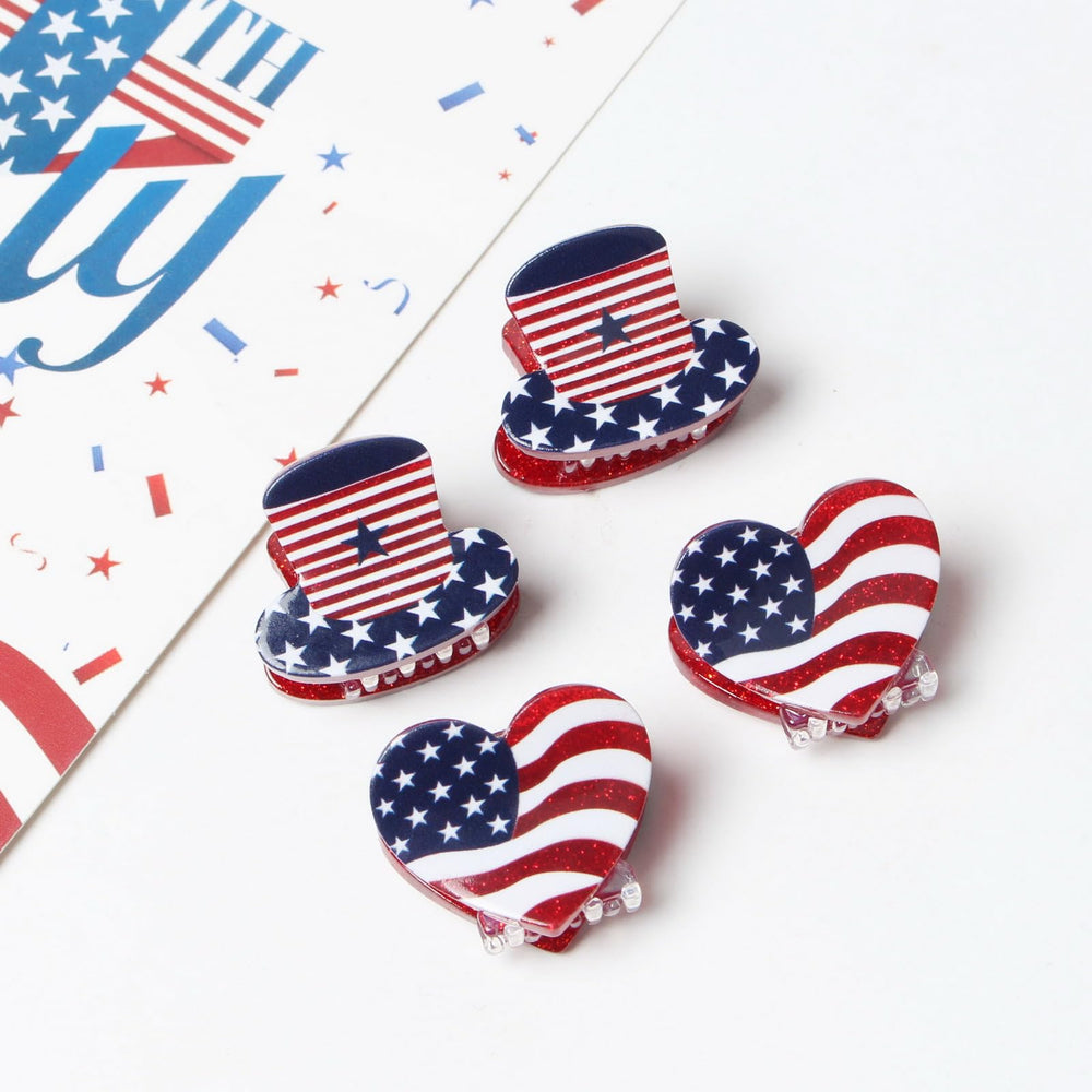 Cuizhiyu clip used in half-up hairstyle adding a neat patriotic touch