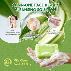Culltata soap applied to face showing gentle cleansing action