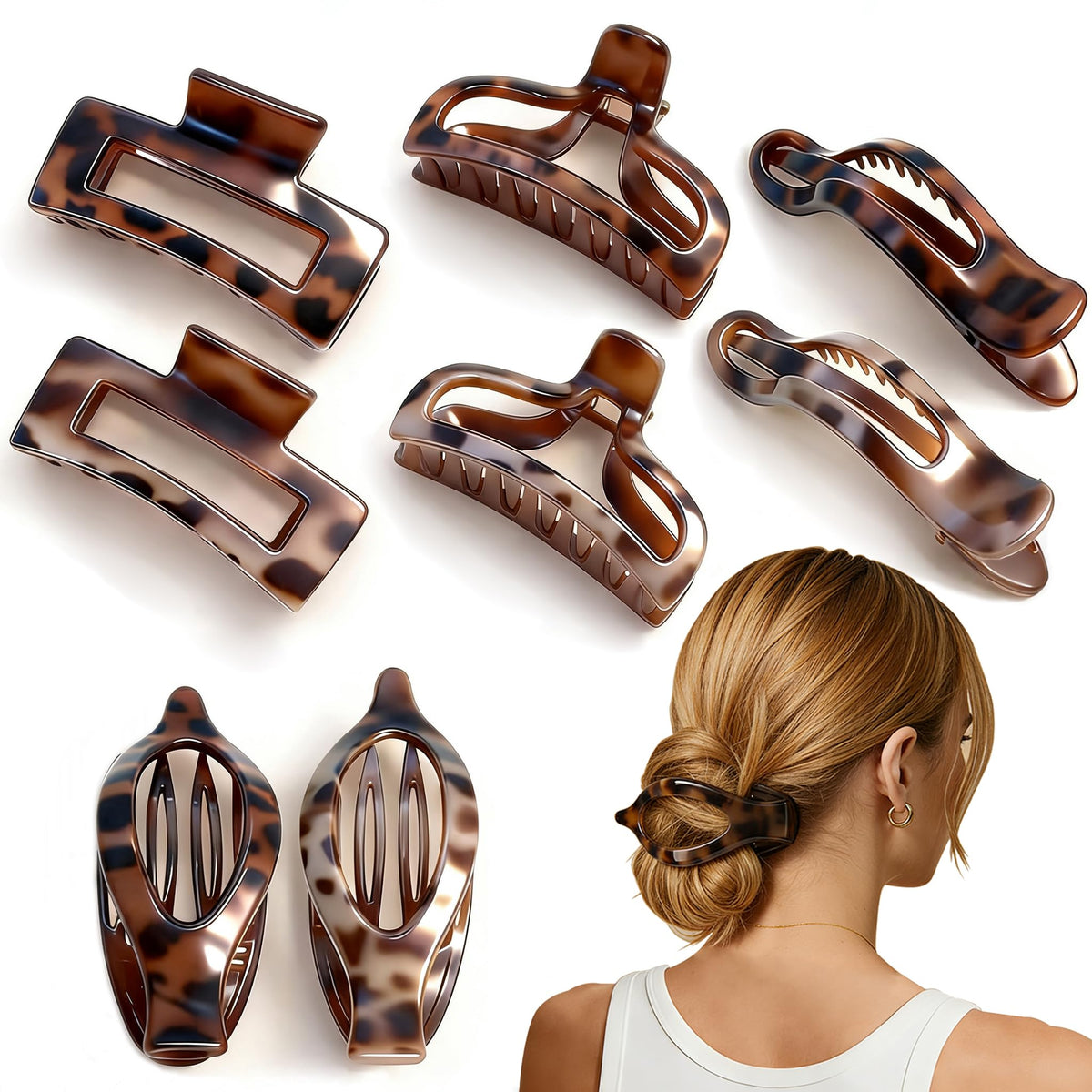 CUNLU front packaging showing full 8-piece matte tortoiseshell set and neat storage