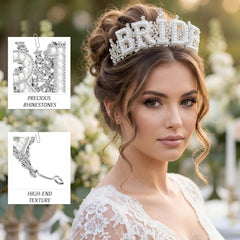 Cunno tiara side profile paired with veil for cohesive bridal styling