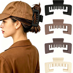 Cupeou front packaging of 4 hat claw clips showing colors and compact size, convenient storage benefit