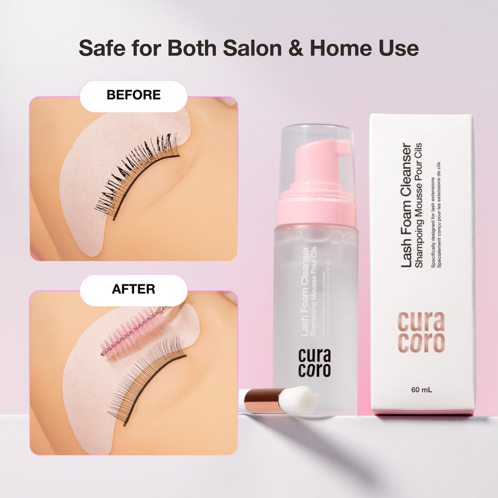 CURACORO before and after makeup removal showing effective waterproof makeup removal benefit