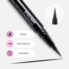 CURACORO black ink swatches showing smooth, intense payoff for bold looks