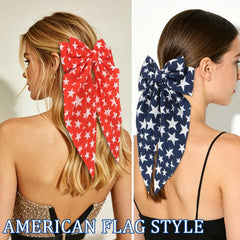 CURASA bow clipped in a half-up hairstyle offering polished festive accent