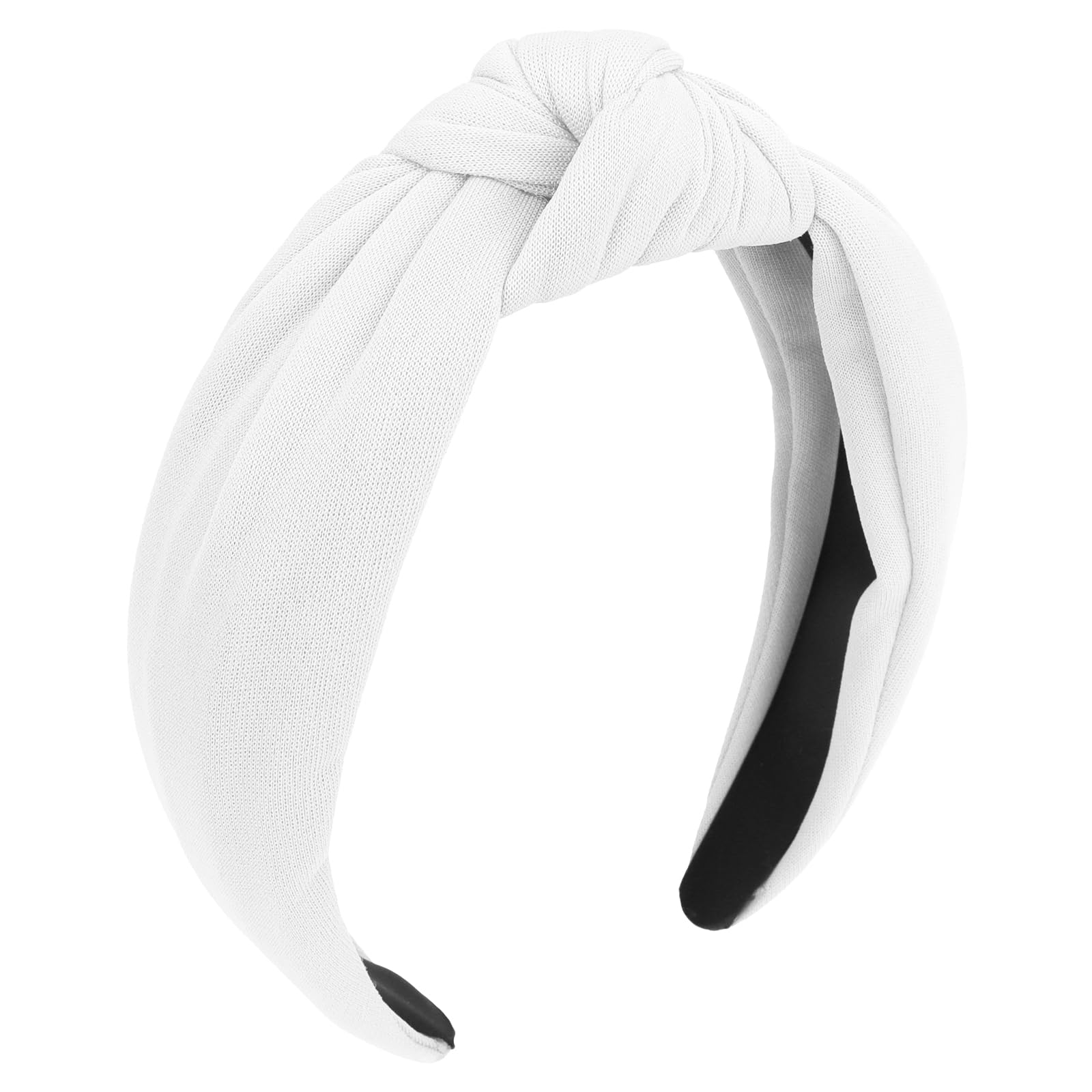 CURASA white headband front view showing clean knot and fit benefit: polished look