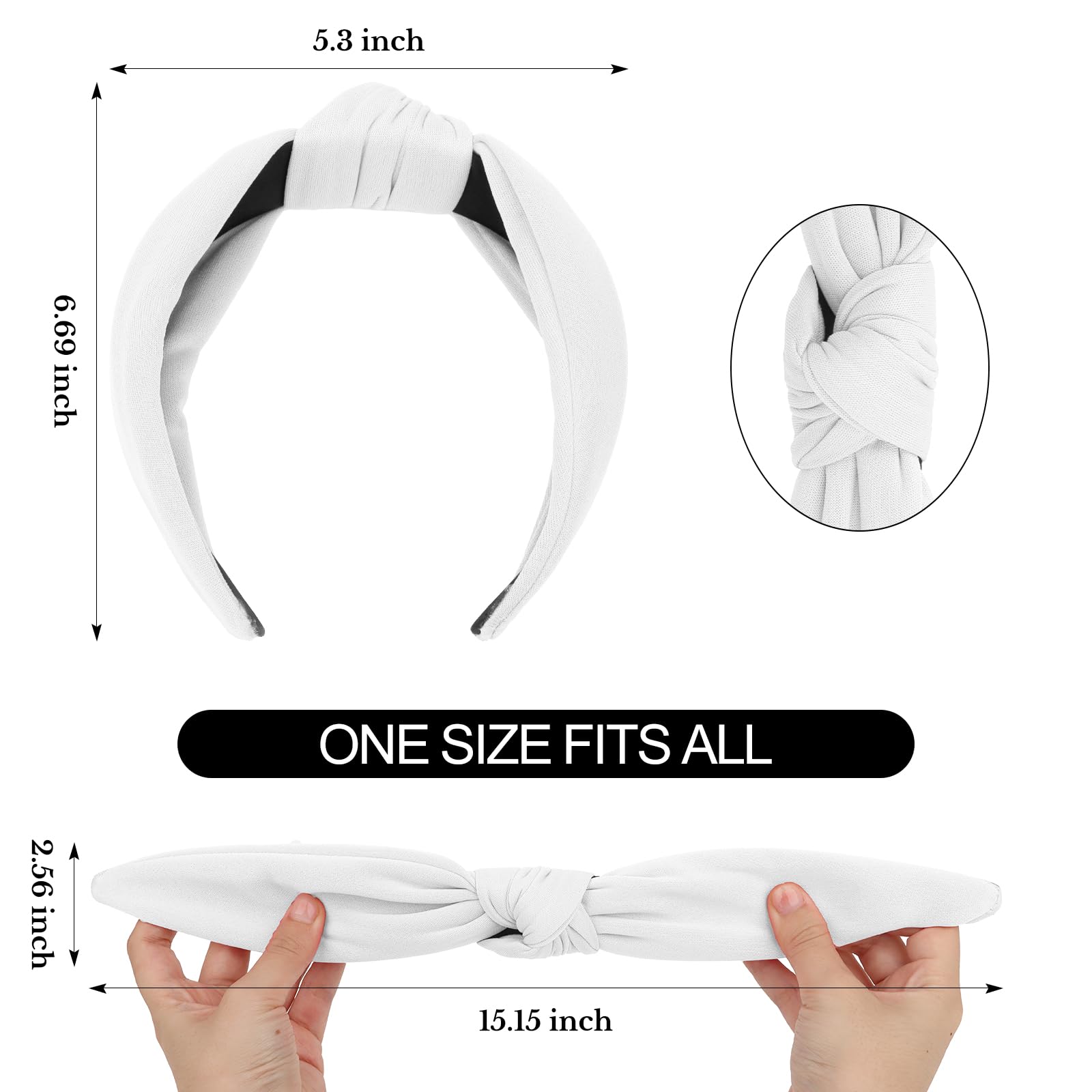 CURASA headband side profile showing band width and comfortable hold benefit