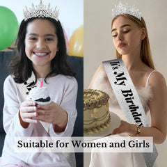 CURASA sash and tiara held in hand to show scale and lightweight convenience