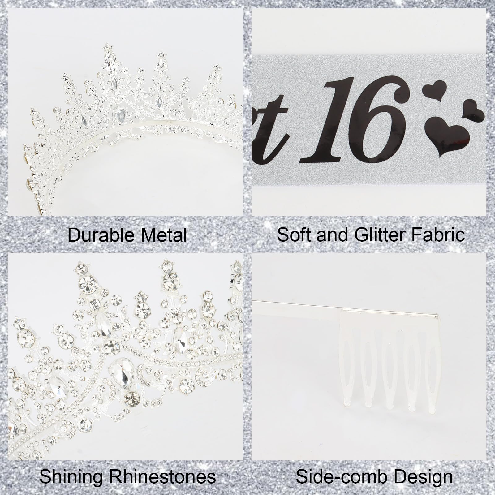 CURASA tiara worn in hair demonstrating secure fit and elegant party styling