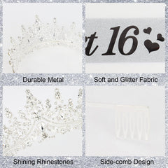 CURASA tiara worn in hair demonstrating secure fit and elegant party styling