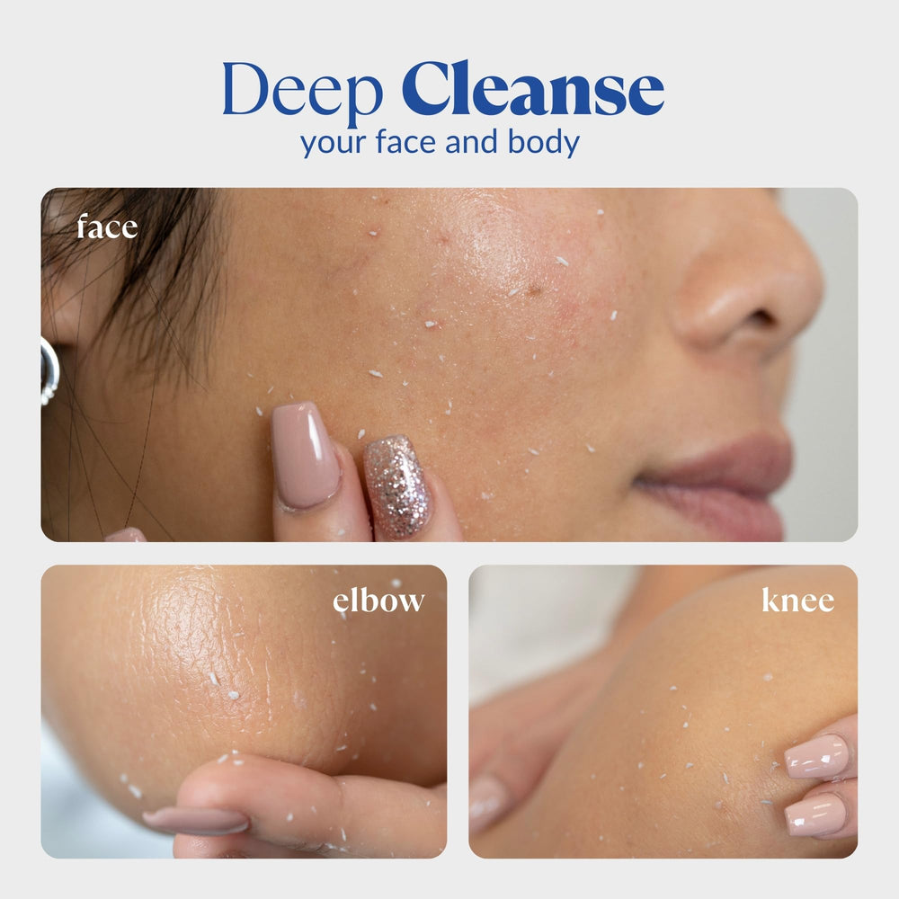 NATURAL AQUA GEL CURE applied to face demonstrating gentle exfoliation and instant softening