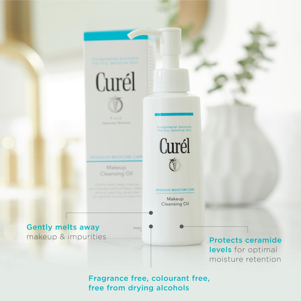 Curel bottle in hand demonstrating handheld travel-friendly size