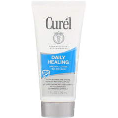 Curel front packaging showing travel-size bottle and brand for quick hydration
