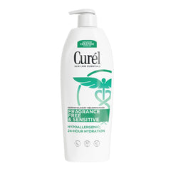 Curel front packaging 20 oz showing clean unscented lotion and quick identification benefit