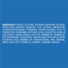 Curel ingredients list label showing ceramide-focused formula benefit