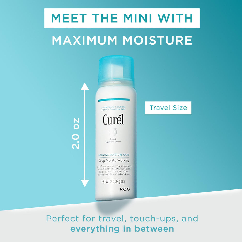 Curel mist on hand demonstrating lightweight texture and quick absorption