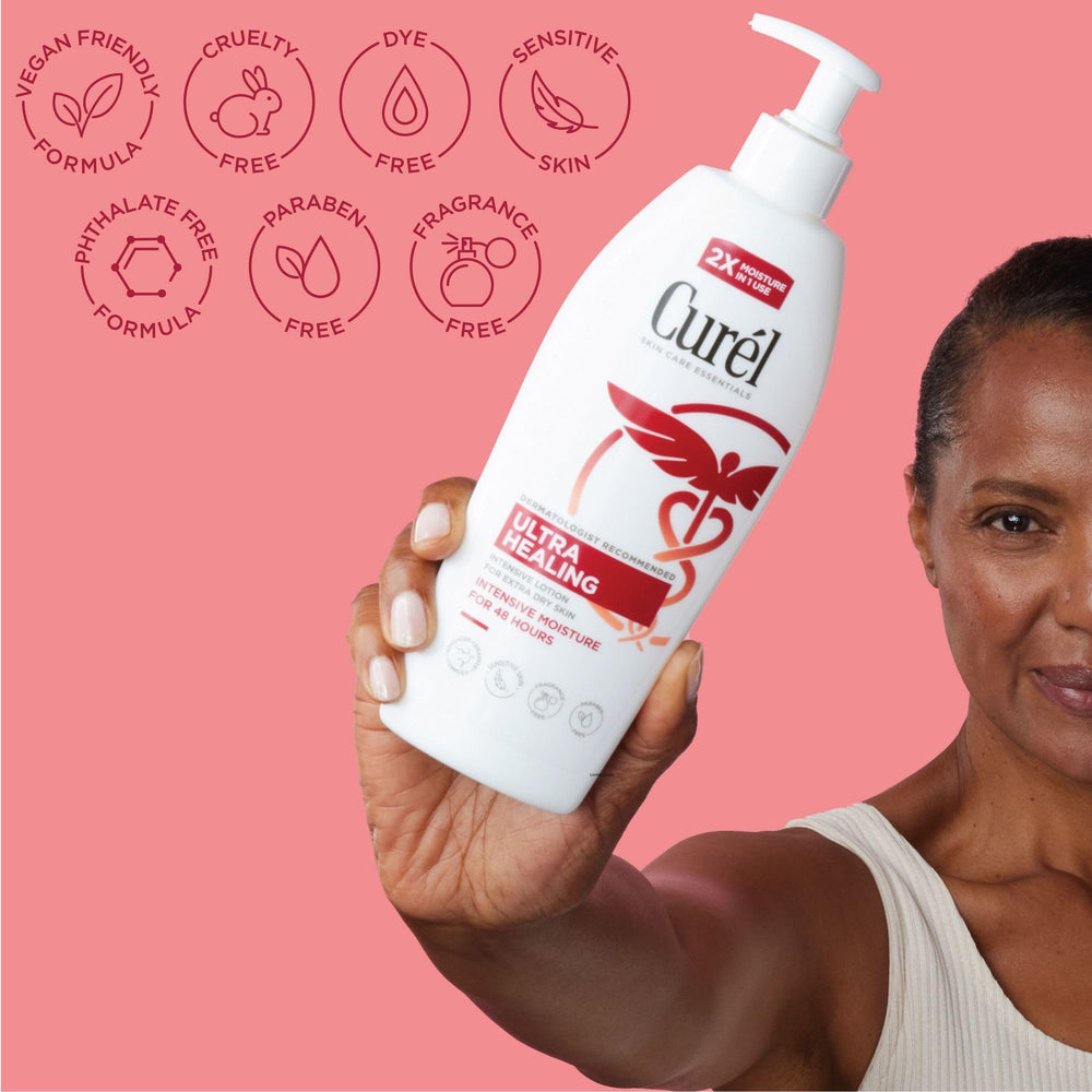 Curel lotion texture swirl demonstrating non-greasy absorption and smooth finish benefit