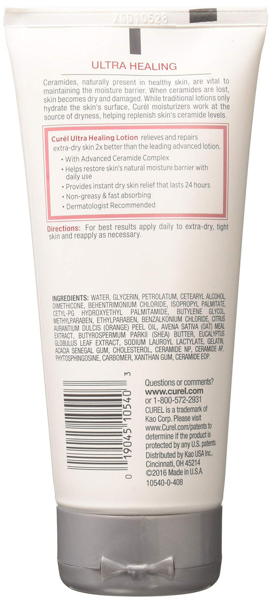 Curel Ultra Healing lotion being applied to arm for visible hydration benefit