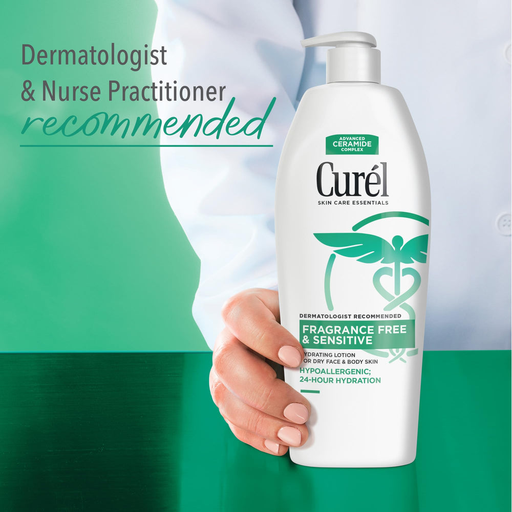 Curel unscented label closeup emphasizing fragrance free benefit