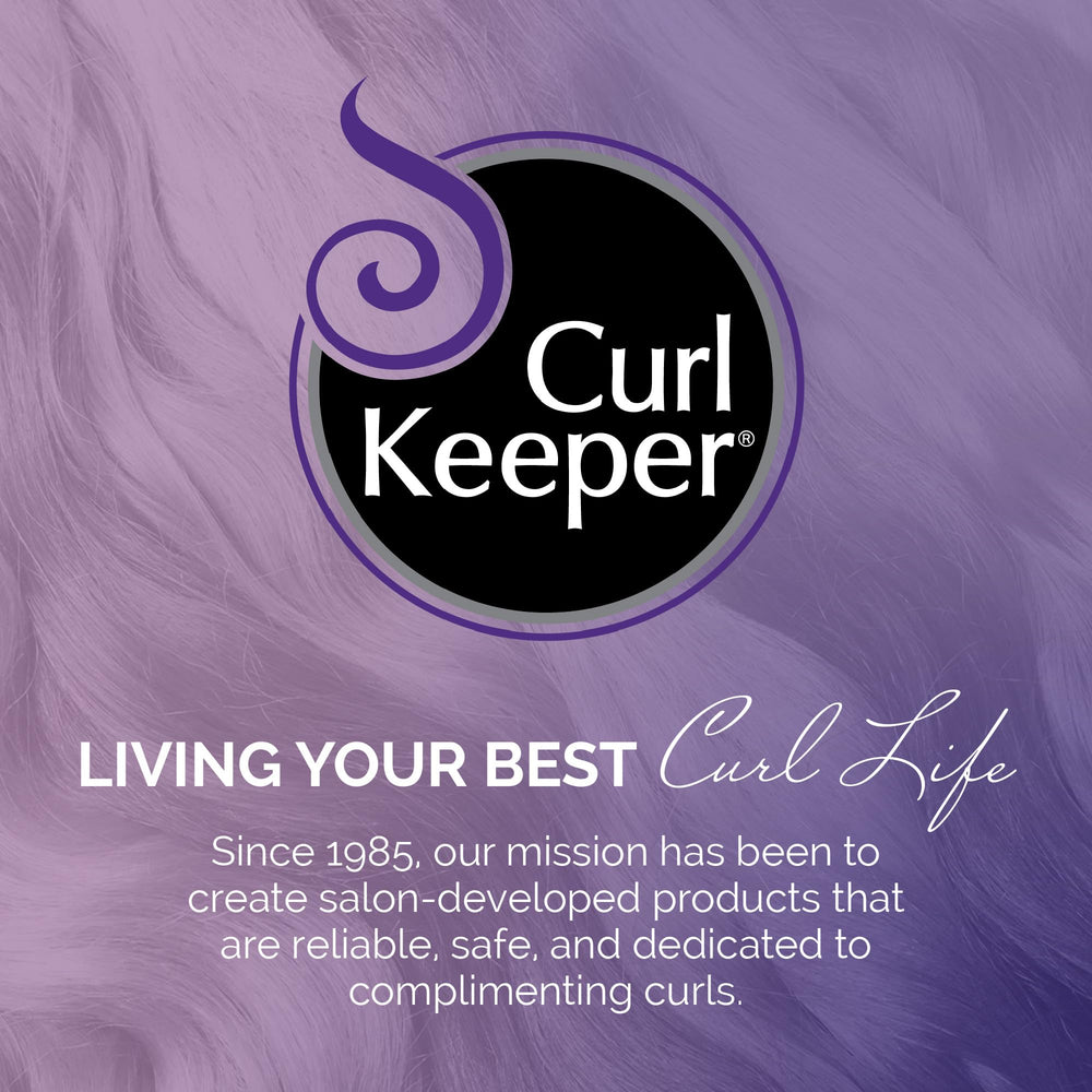 Curl Keeper bottle on bathroom shelf conveying daily routine readiness