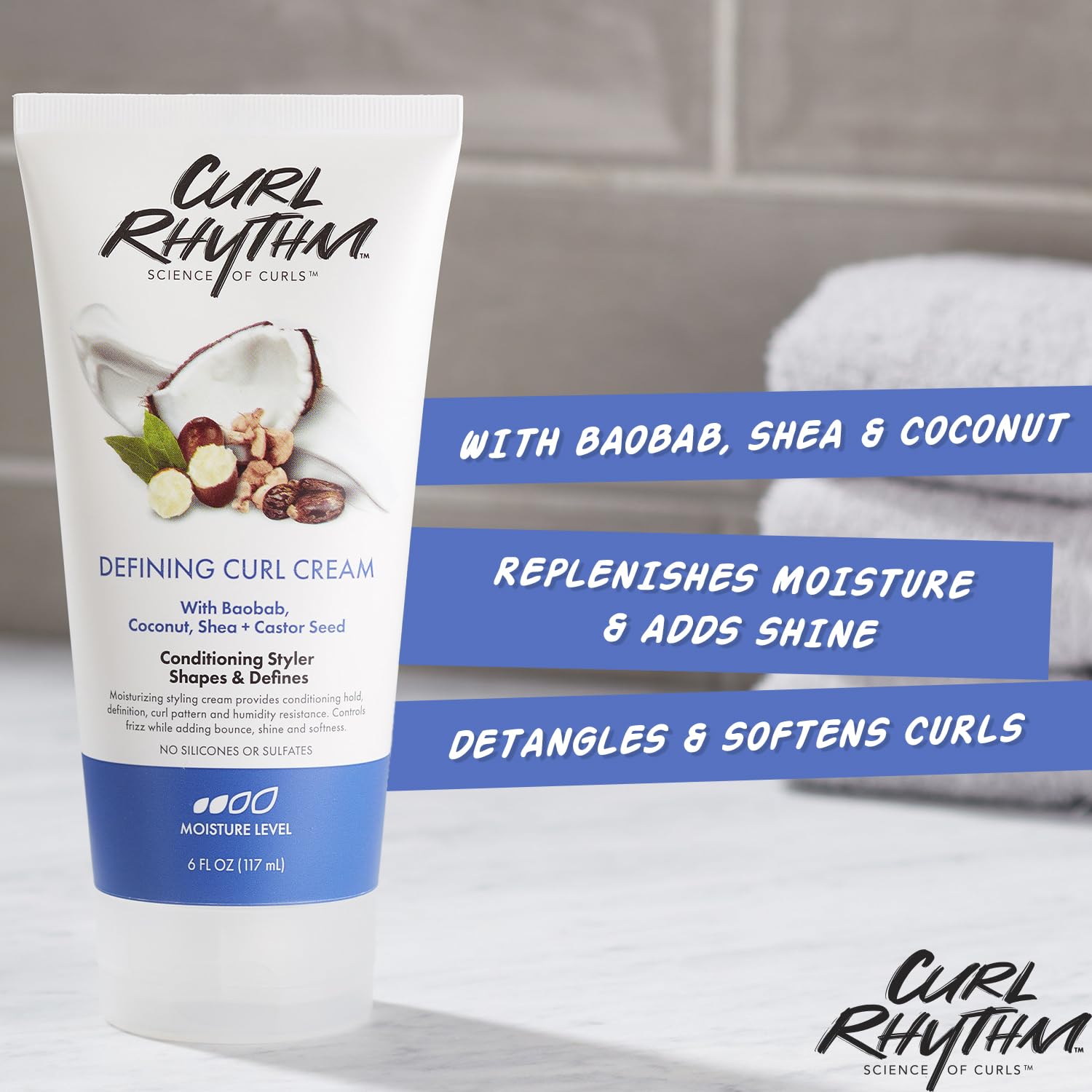 Curl Rhythm cream texture close-up demonstrating smooth moisturizing consistency