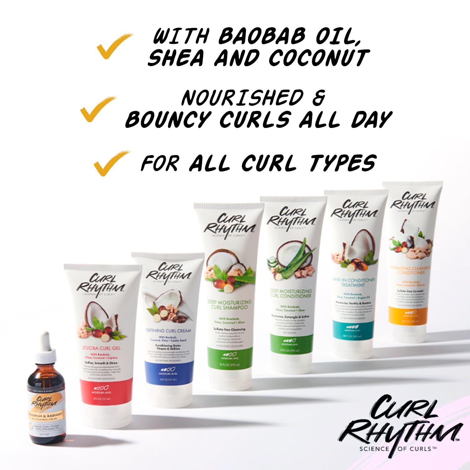 Curl Rhythm jar held in hand to show real size and travel-friendly benefit