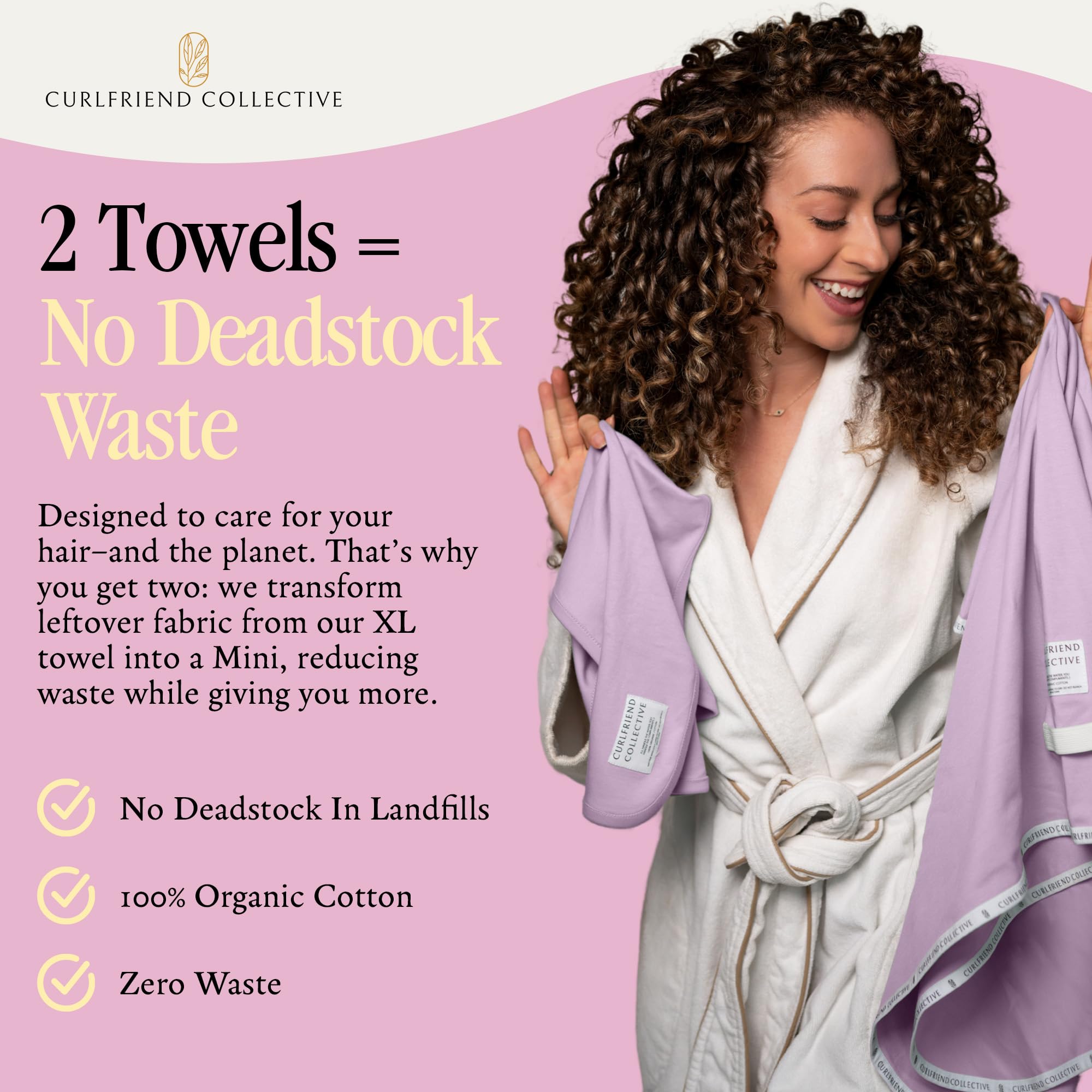 Curlfriend Collective towel on bathroom vanity staged for easy everyday use benefit