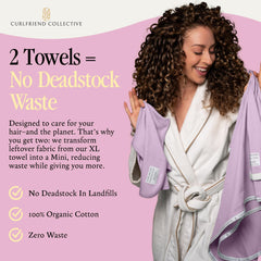 Curlfriend Collective towel on bathroom vanity staged for easy everyday use benefit