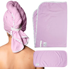 Curlfriend Collective lilac towel front view showing soft fabric and color benefit