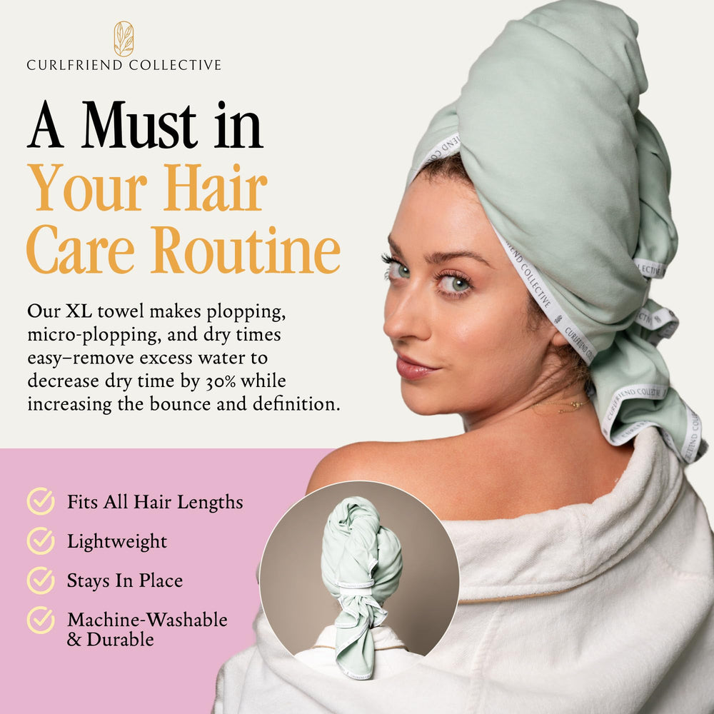 Curlfriend Collective Mini towel packed in travel bag for on-the-go freshness