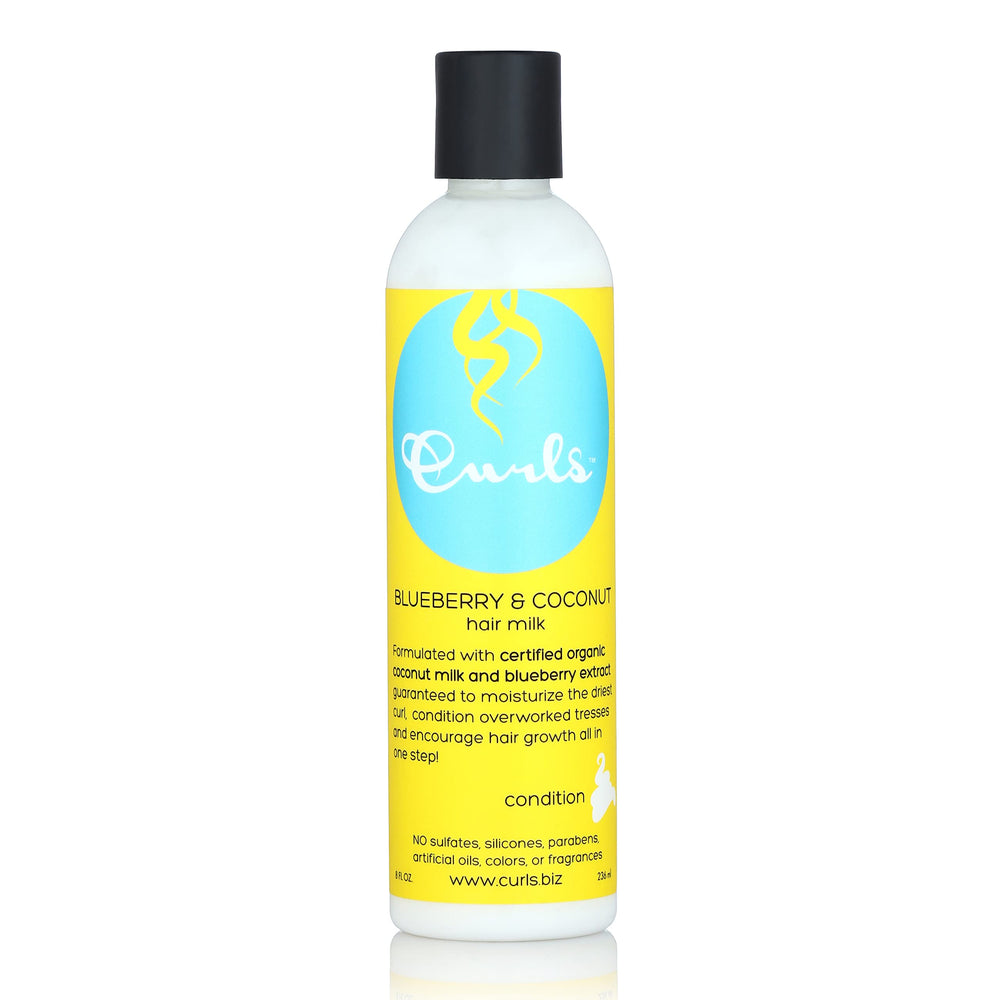 Curls Blueberry Bliss front bottle showing label and benefits