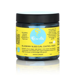 Curls Blueberry Bliss front jar showing label and size, conveys clear product identity and benefit