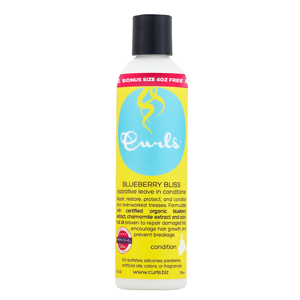 Curls bottle front packaging showing label and 12 oz size for easy identification and benefit